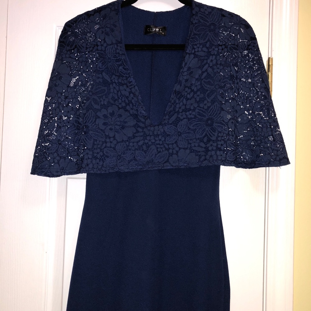 Beautiful navy blue cape dress